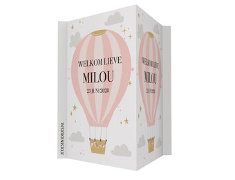 Geboortebord XL luchtballon roze
