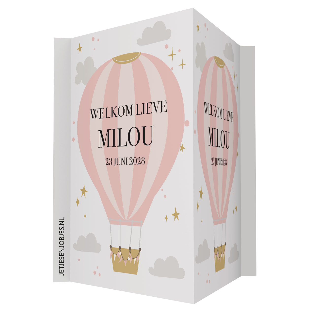 Geboortebord XL luchtballon roze