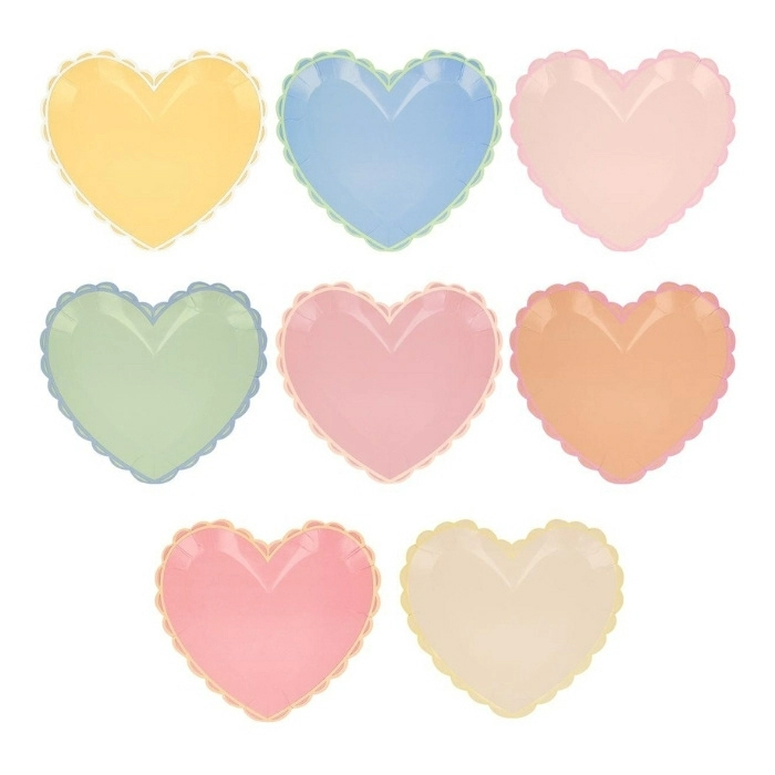 Gebaksborden pastel hearts (8st) Meri Meri
