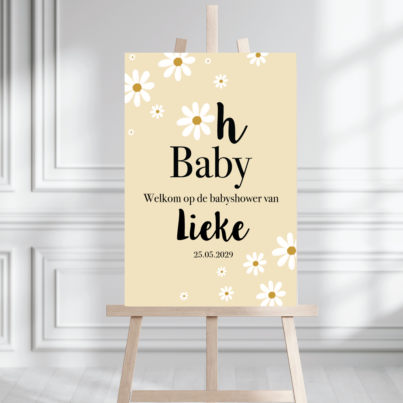 Welkomstbord babyshower Oh Baby Daisy