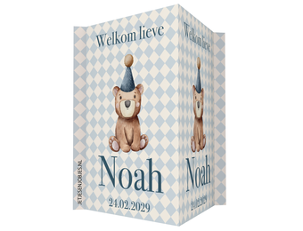 Geboortebord XL Harlekijn lichtblauw