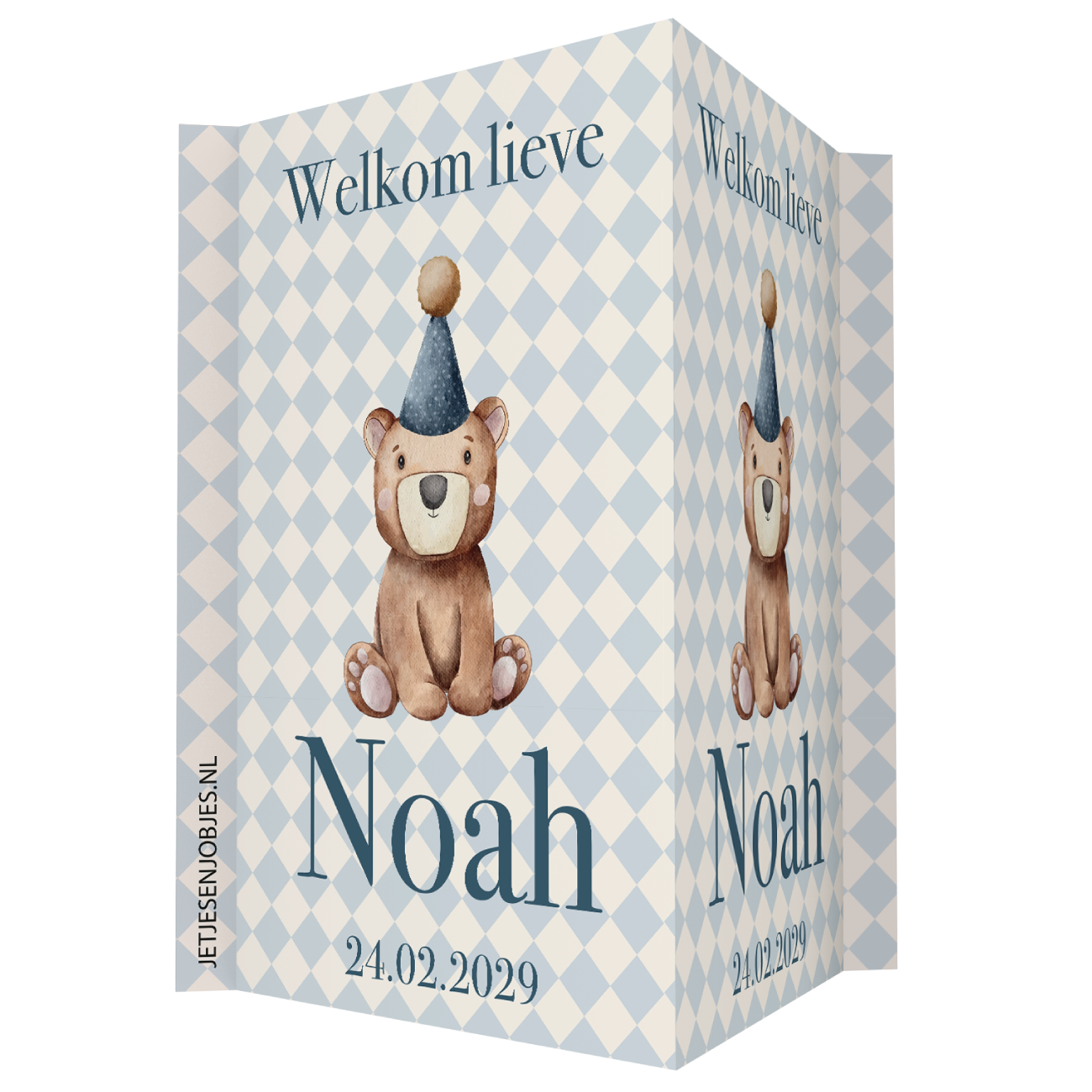 Geboortebord XL Harlekijn lichtblauw