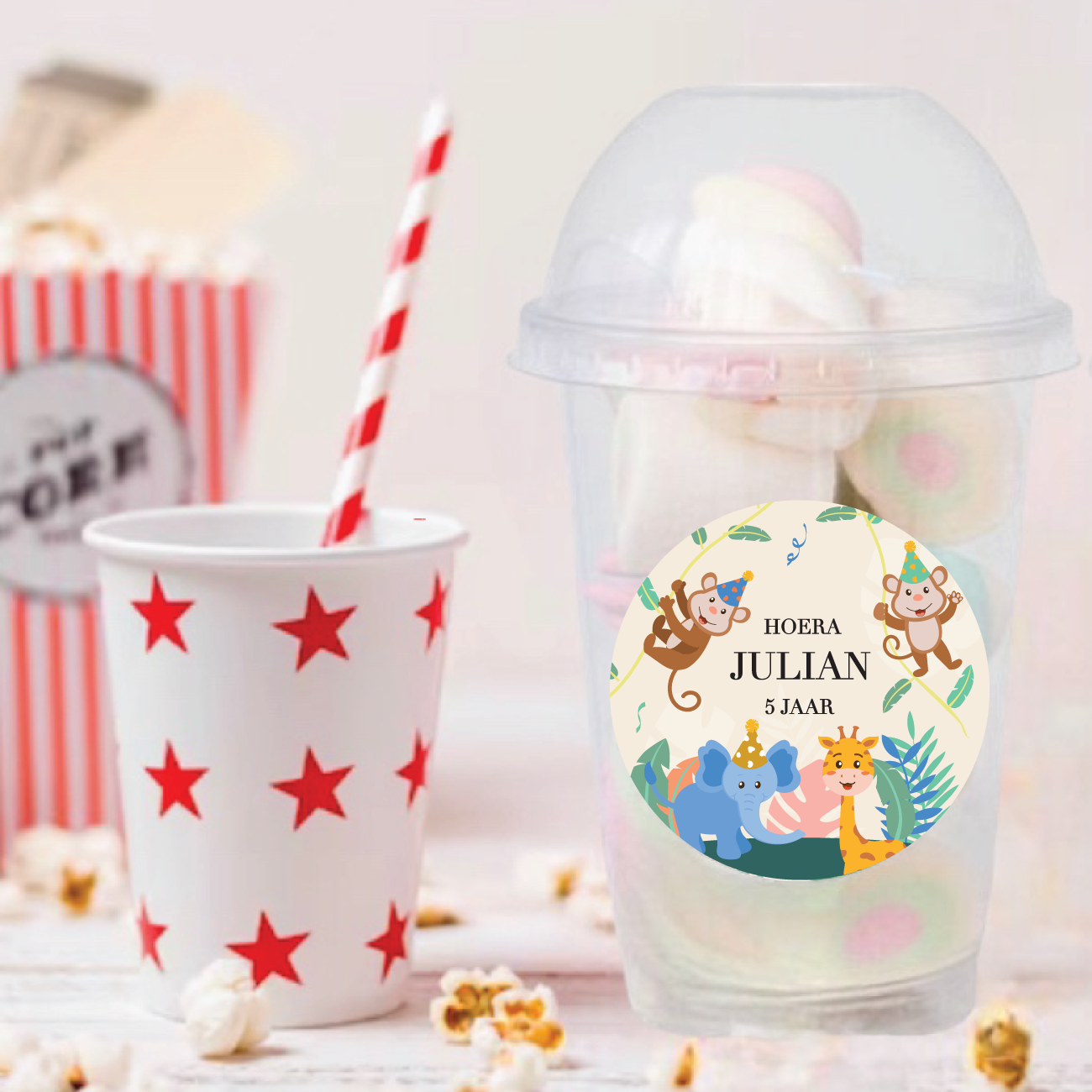 Schooltraktatie bekers groot Safari Animals (5st)