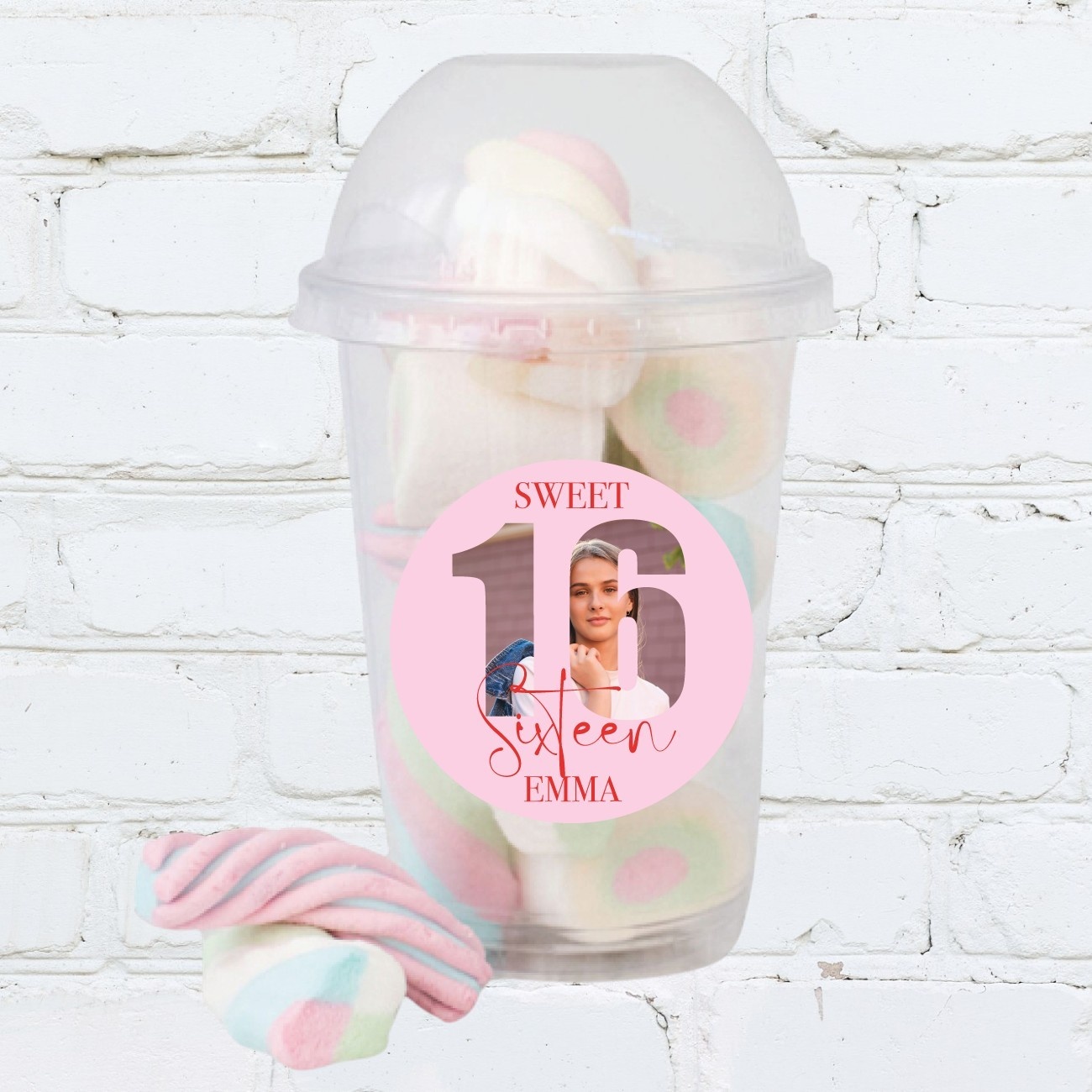 Feestbekers Sweet 16 met foto (5st)