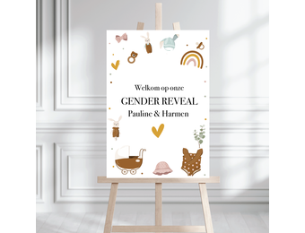 Welkomstbord Gender Reveal Beige