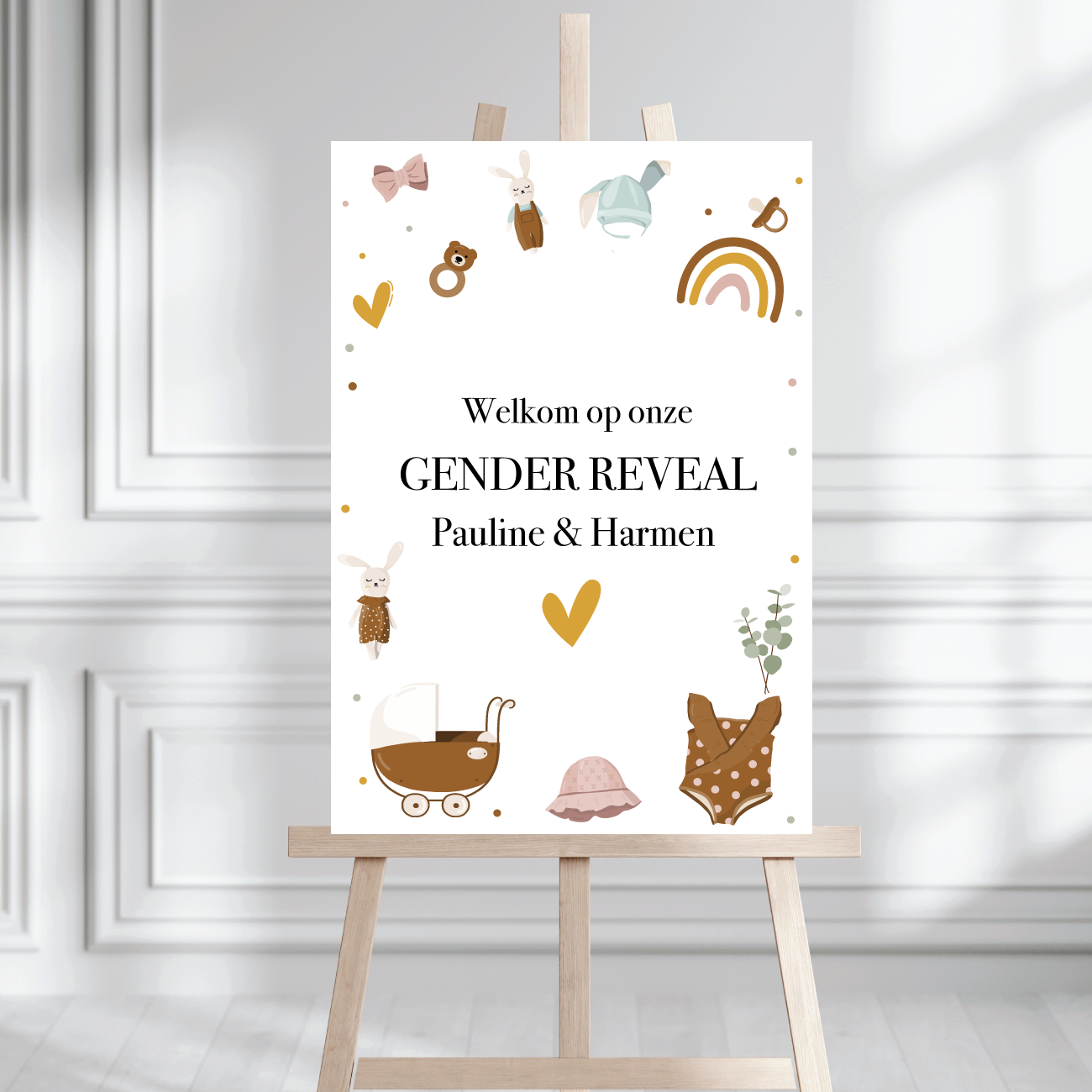 Welkomstbord Gender Reveal Beige