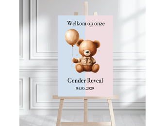 Welkomstbord Gender Reveal met Beer