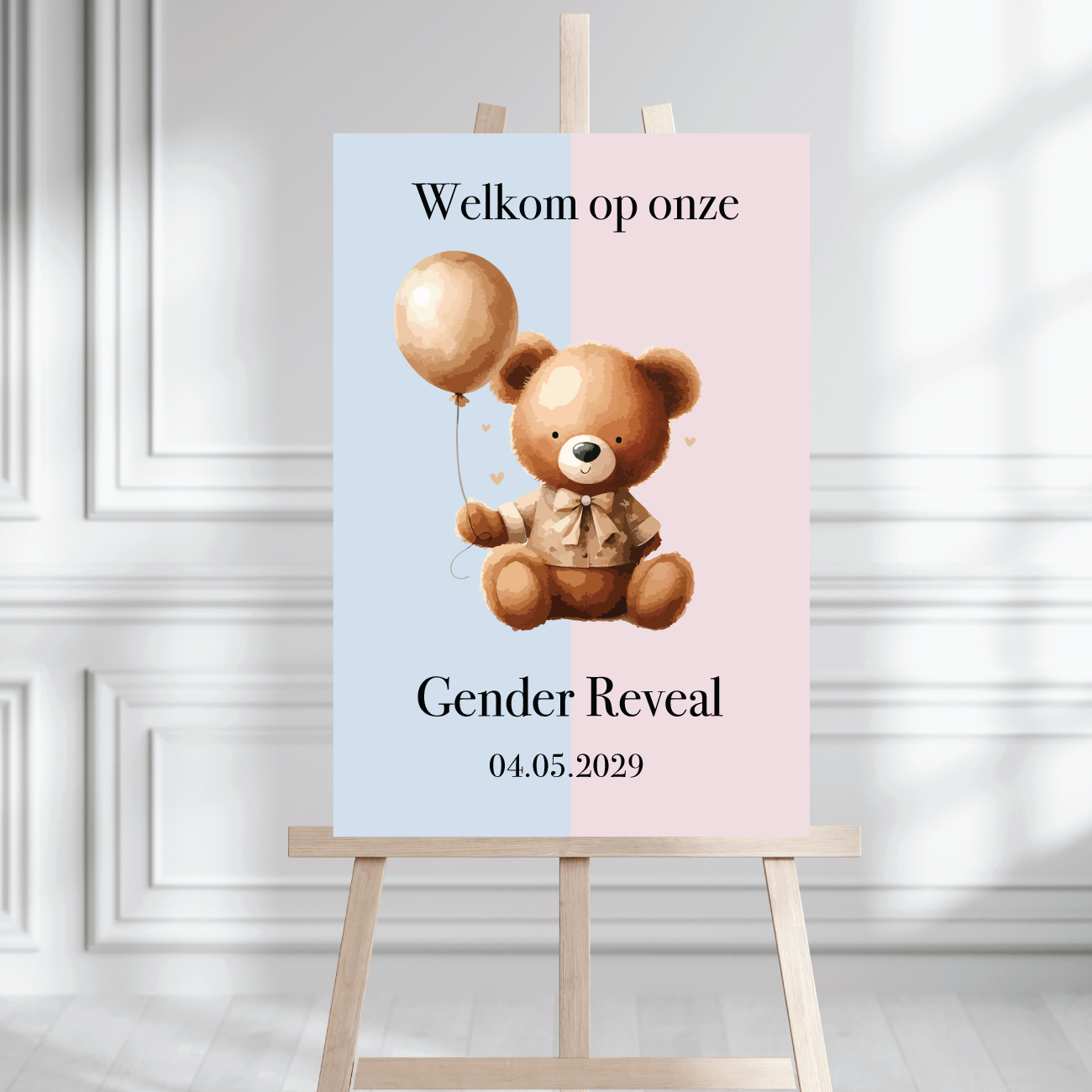 Welkomstbord Gender Reveal met Beer