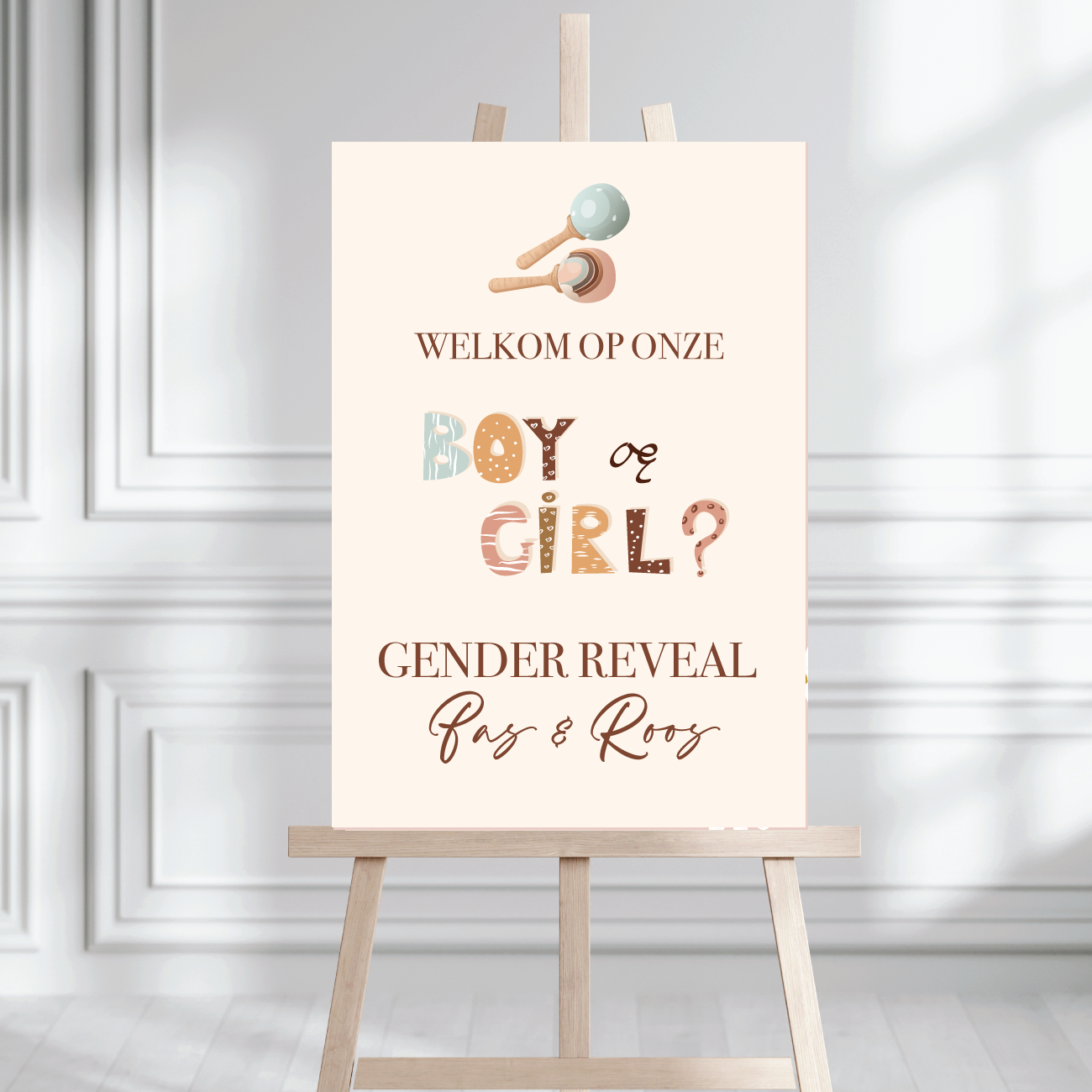 Welkomstbord Gender Reveal Houten Speelgoed