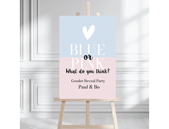 Welkomstbord Gender Reveal Blue or Pink