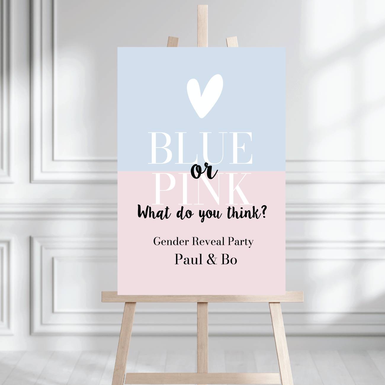Welkomstbord Gender Reveal Blue or Pink