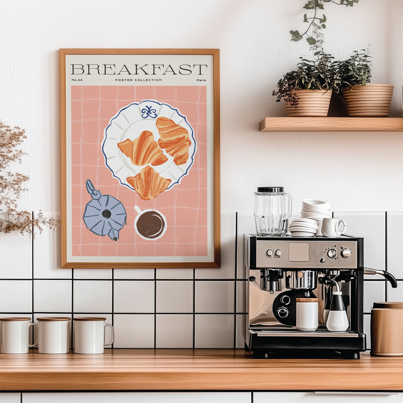 Poster Breakfast Croissants & Coffee