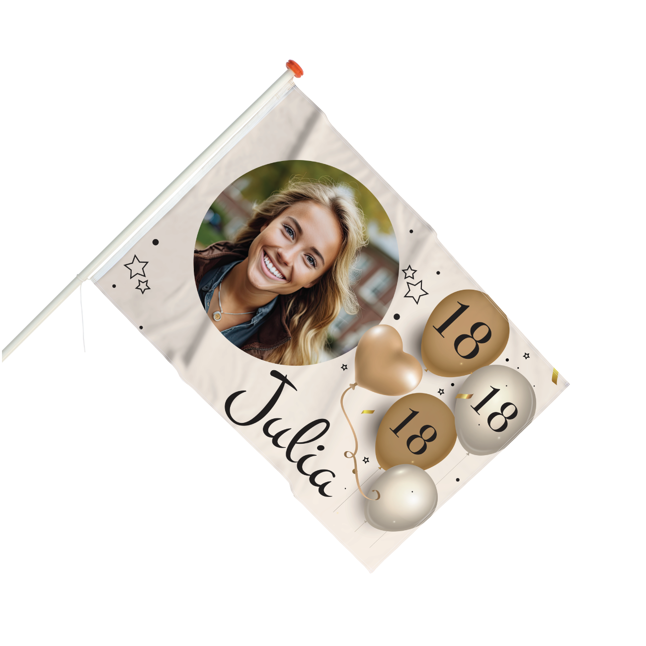 Vlag Verjaardag 18 jaar met ballonnen