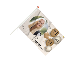 Vlag Verjaardag 21 jaar met ballonnen