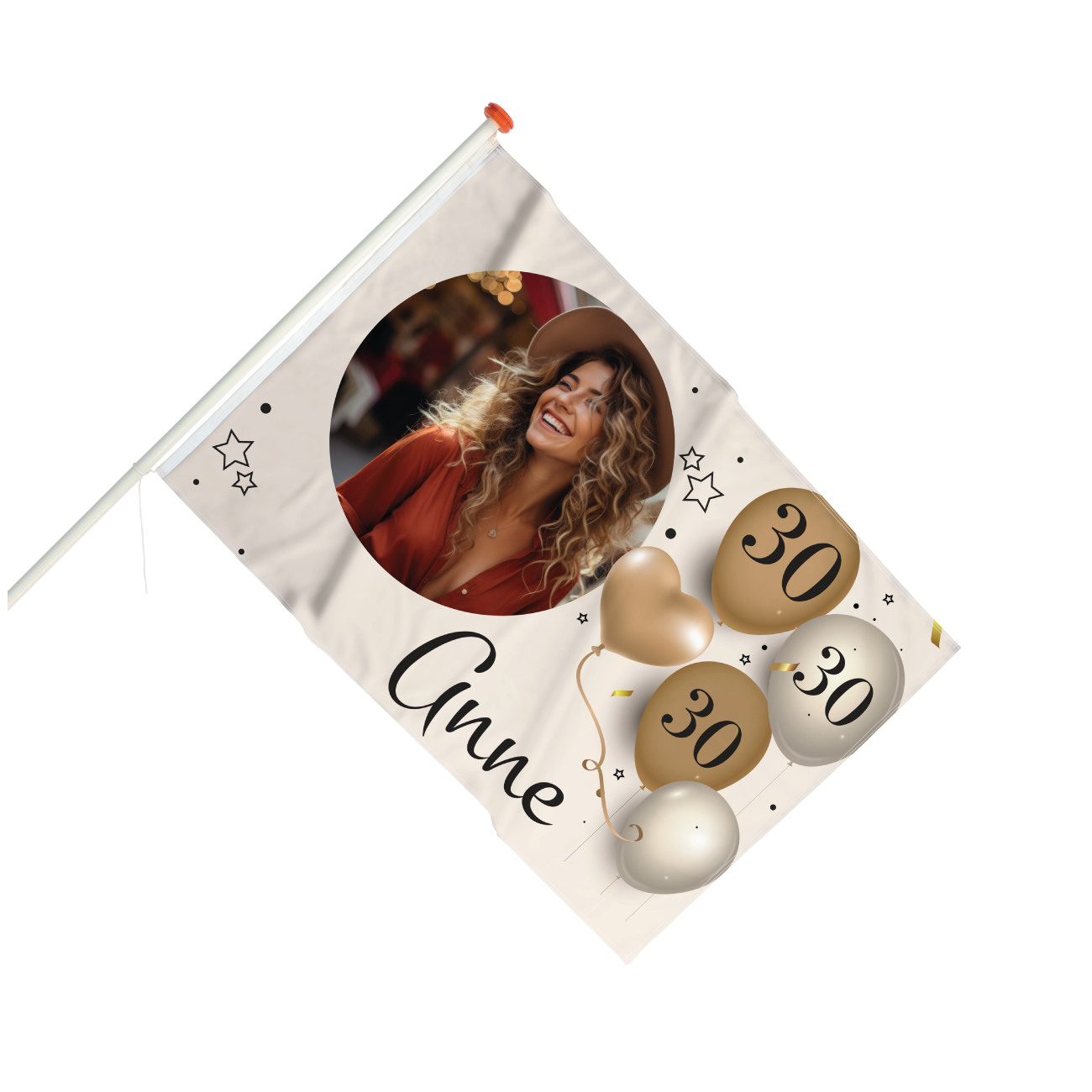 Vlag Verjaardag 30 jaar met ballonnen