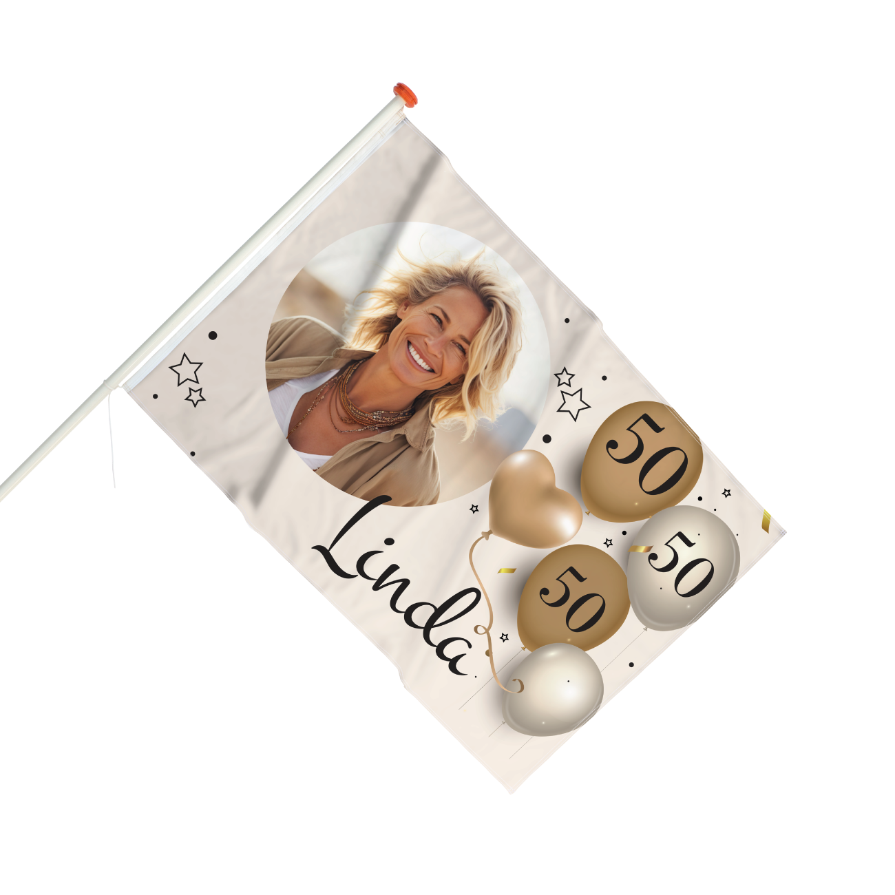 Vlag Verjaardag 50 jaar met ballonnen