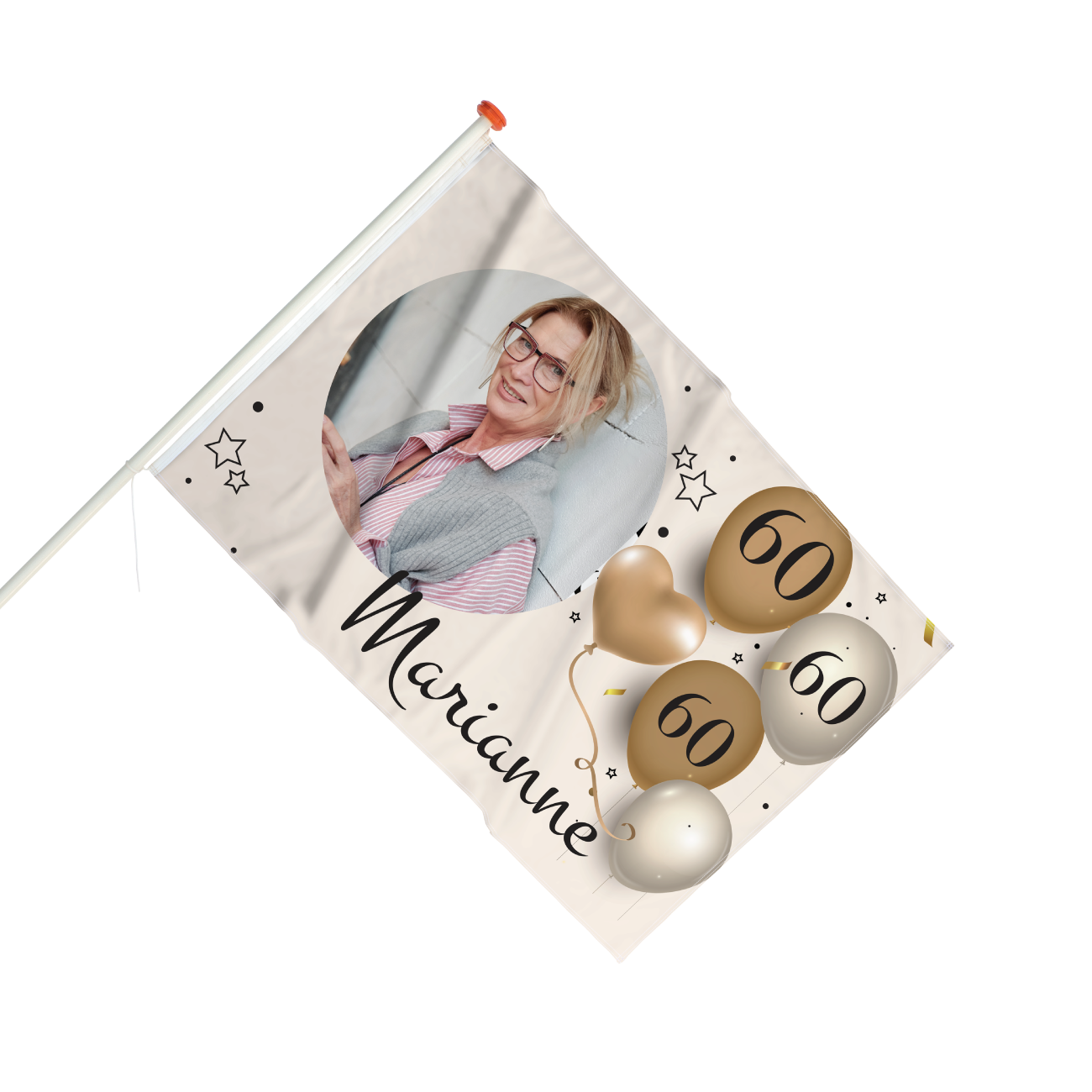 Vlag Verjaardag 60 jaar met ballonnen