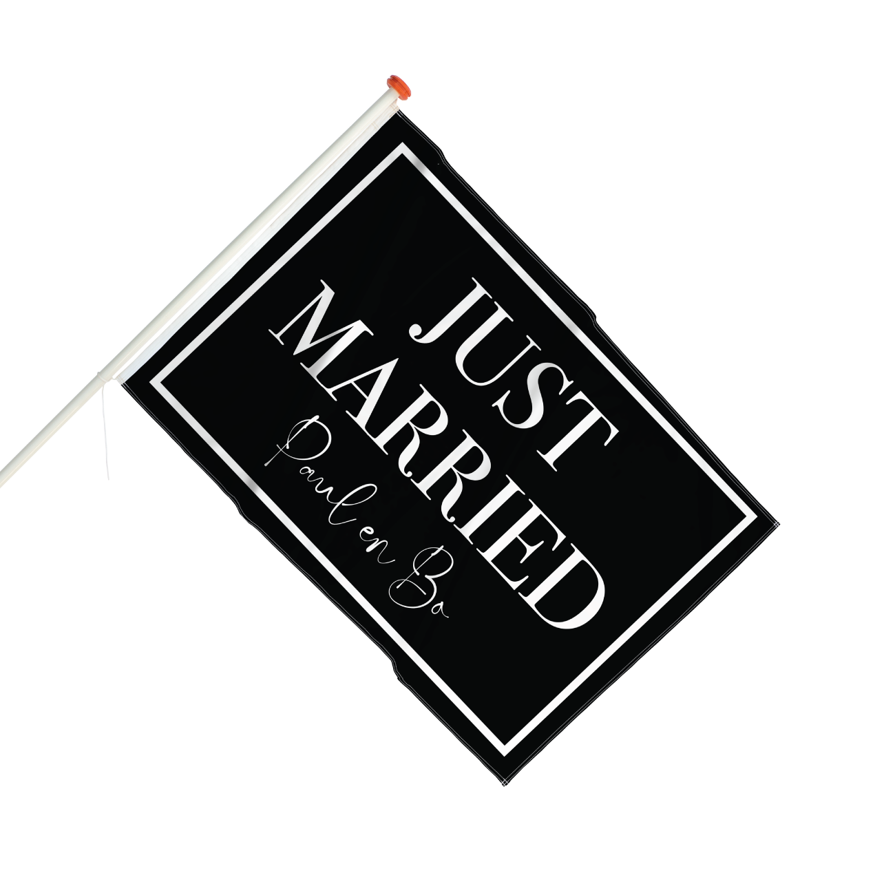 Vlag Just Married Zwart met Naam