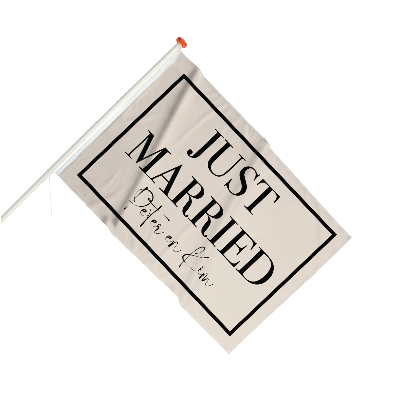 Vlag Just Married Crème met Naam