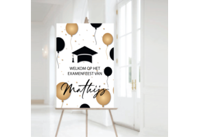 Welkomstbord Geslaagd met ballonnen