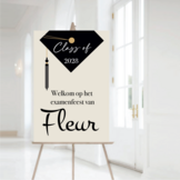 Welkomstbord Geslaagd Afstudeerhoedje met naam