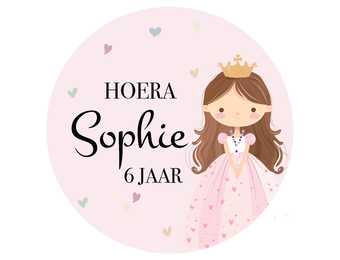 Traktatie sticker rond Prinsessen (5st)