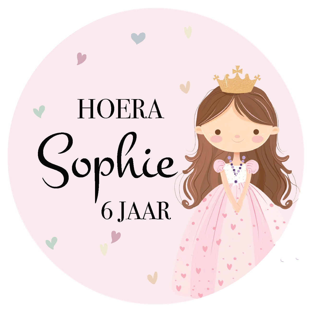 Traktatie sticker rond Prinsessen (5st)