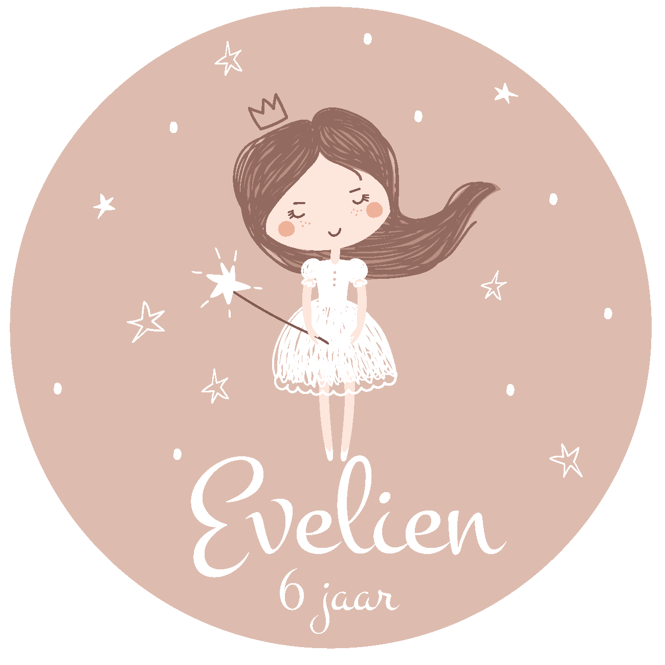 Traktatie sticker rond Prinses (5st)