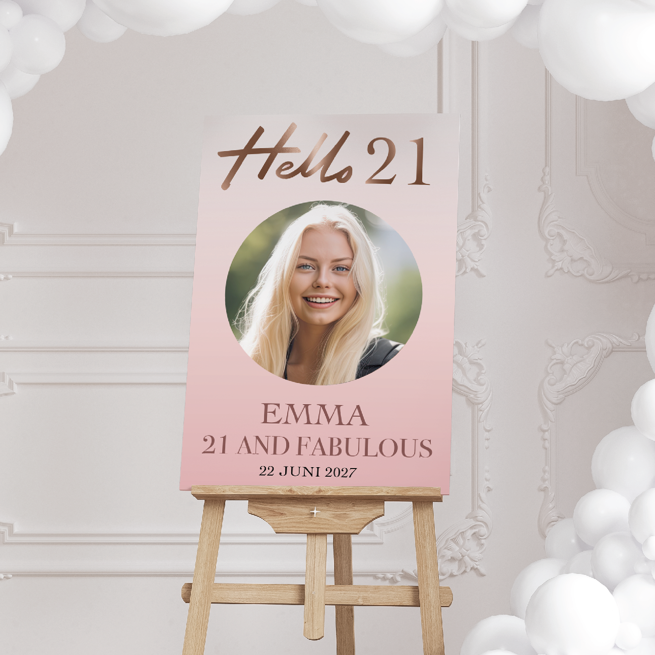 Welkomstbord verjaardag Hello 21