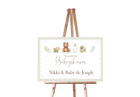 Welkomstbord babyshower Beige Grijs