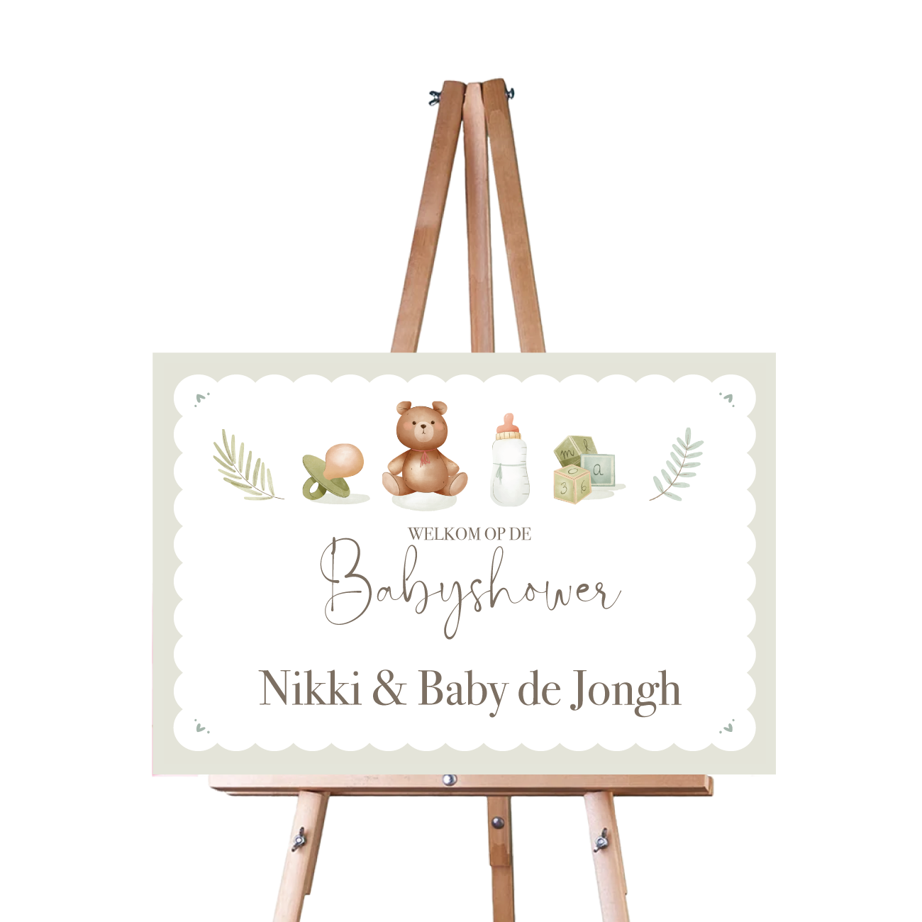 Welkomstbord babyshower Beige Grijs