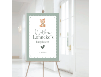 Welkomstbord babyshower Salie Groen
