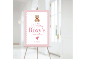 Welkomstbord Babyshower meisje roze – gepersonaliseerd met naam – decoratie