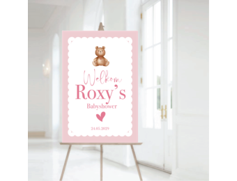 Welkomstbord babyshower Roze