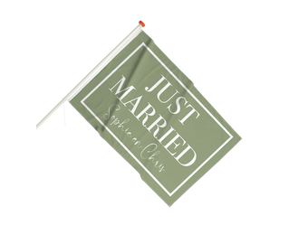 Vlag Just Married Olijf met Naam