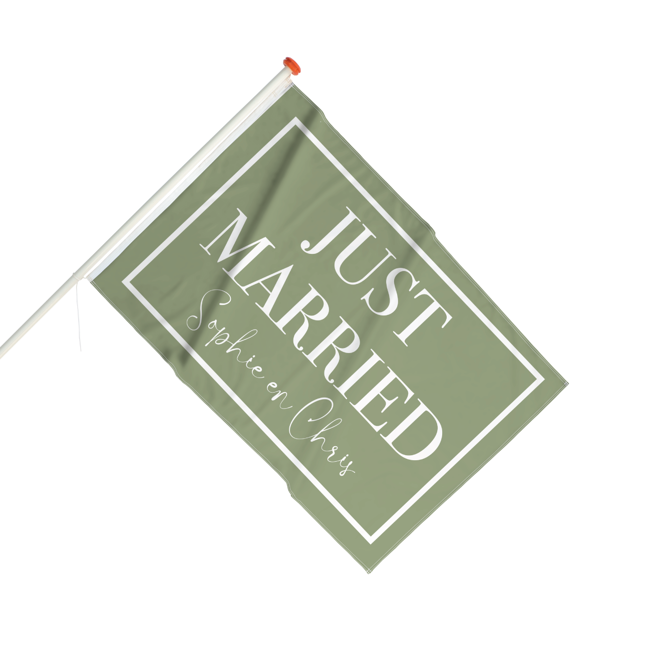 Vlag Just Married Olijf met Naam