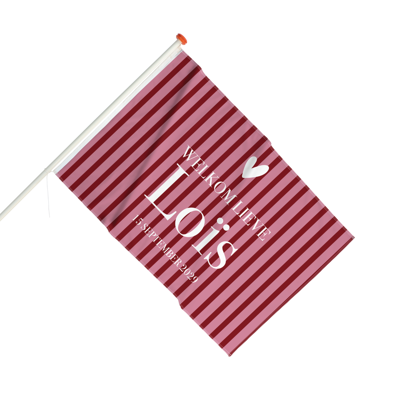 Geboortevlag Roze en Rode strepen