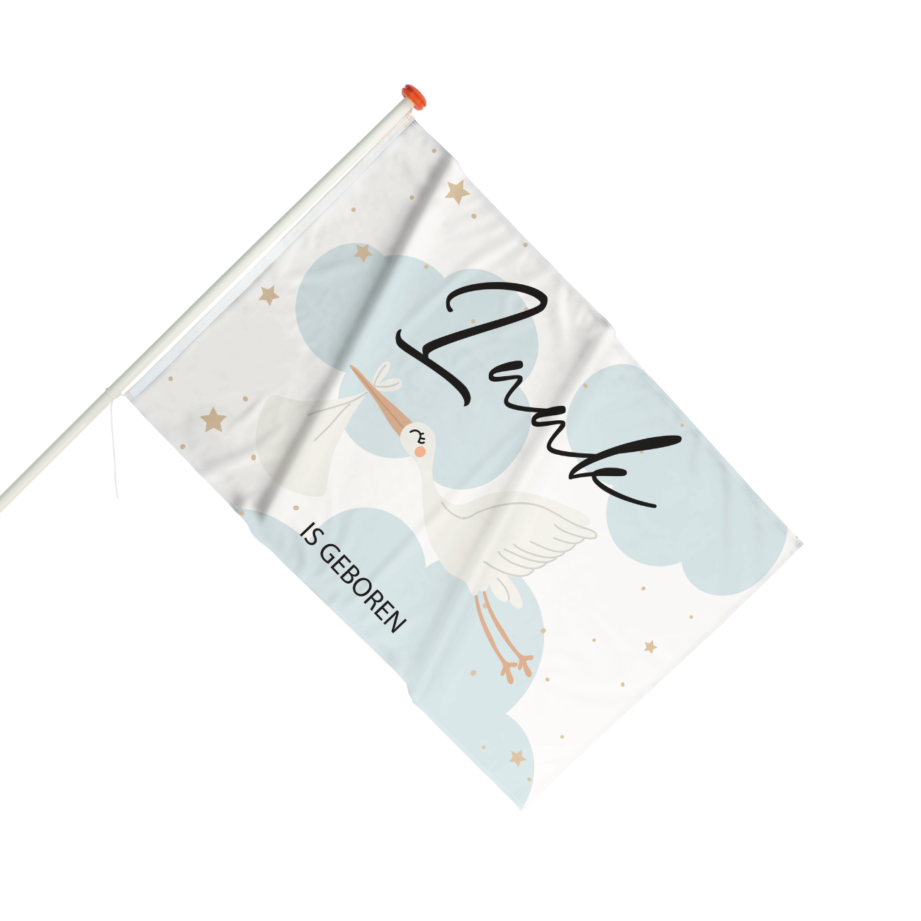 Geboortevlag Ooievaar blauw