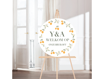Welkomstbord Rond Bruiloft Mimosa