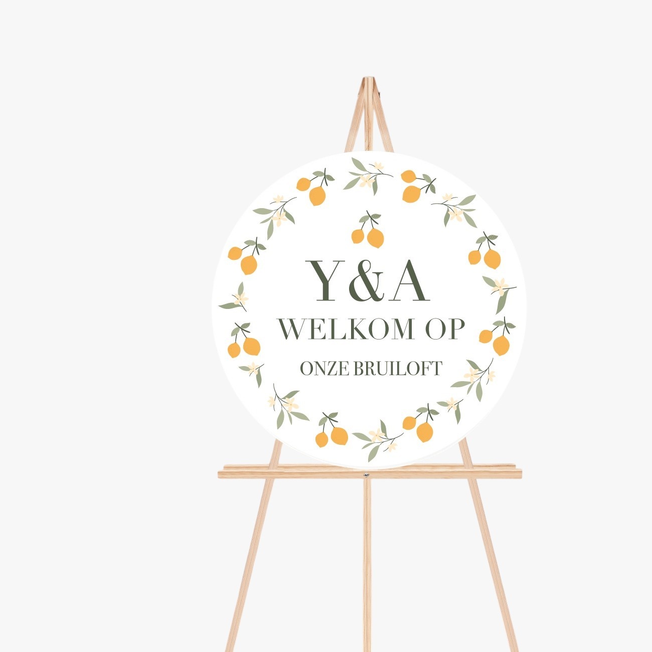 Welkomstbord Rond Bruiloft Mimosa