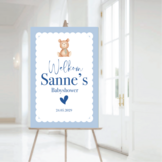 Welkomstbord Babyshower jongen blauw – gepersonaliseerd met naam – decoratie