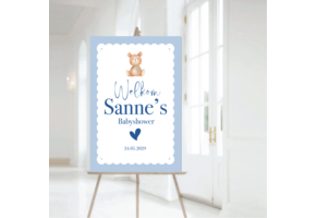 Welkomstbord Babyshower jongen blauw – gepersonaliseerd met naam – decoratie