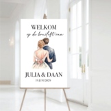 Welkomstbord Bruiloft met Bruidspaar
