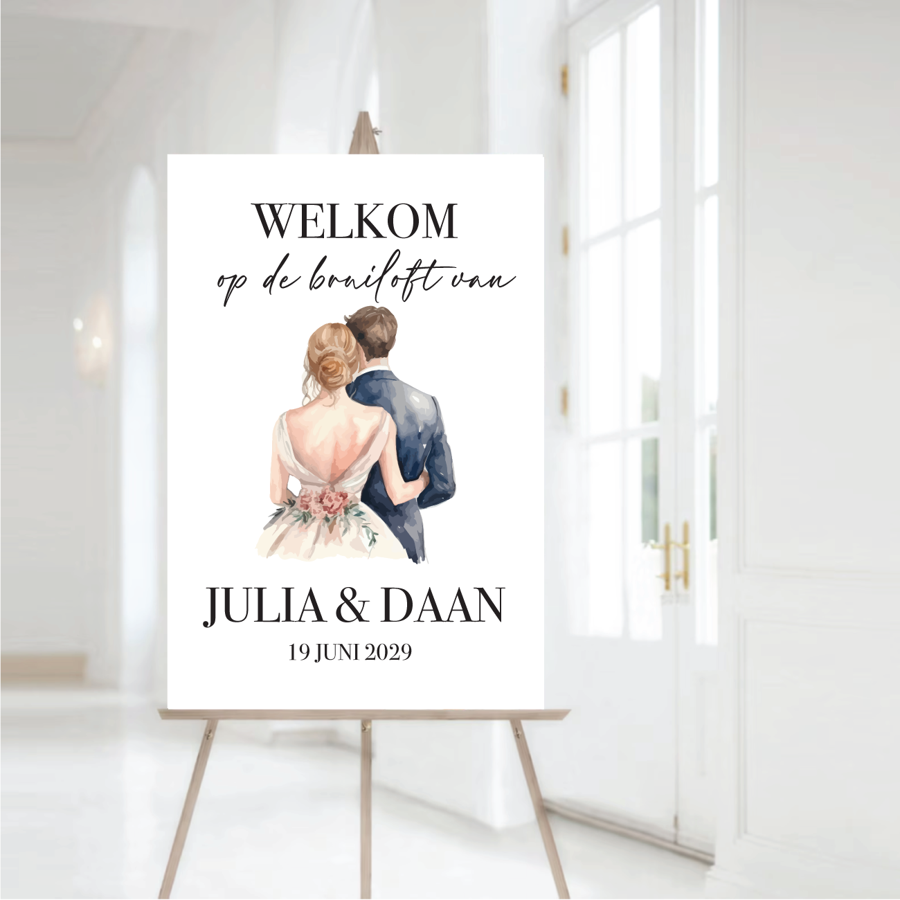 Welkomstbord Bruiloft met Bruidspaar