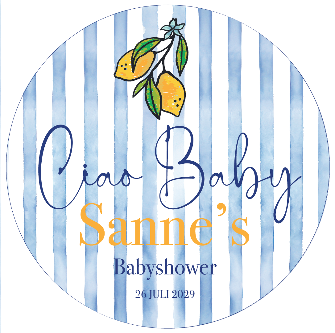 Babyshower sticker Ciao Baby 45 mm (5st)