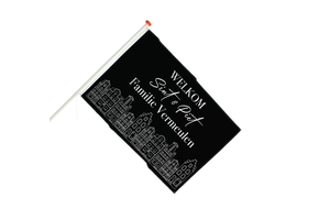 Sinterklaas vlag met naam - Grachtenpandjes Zwart