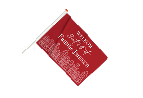 Sinterklaas vlag met naam - Grachtenpandjes Rood