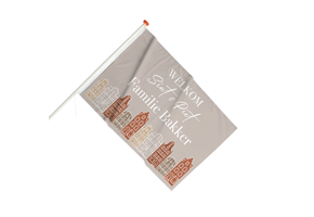 Sinterklaas vlag met naam - Grachtenpandjes Beige