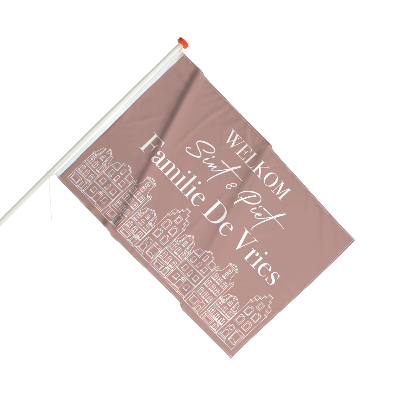 Sinterklaas vlag met naam - Grachtenpandjes Oud Roze