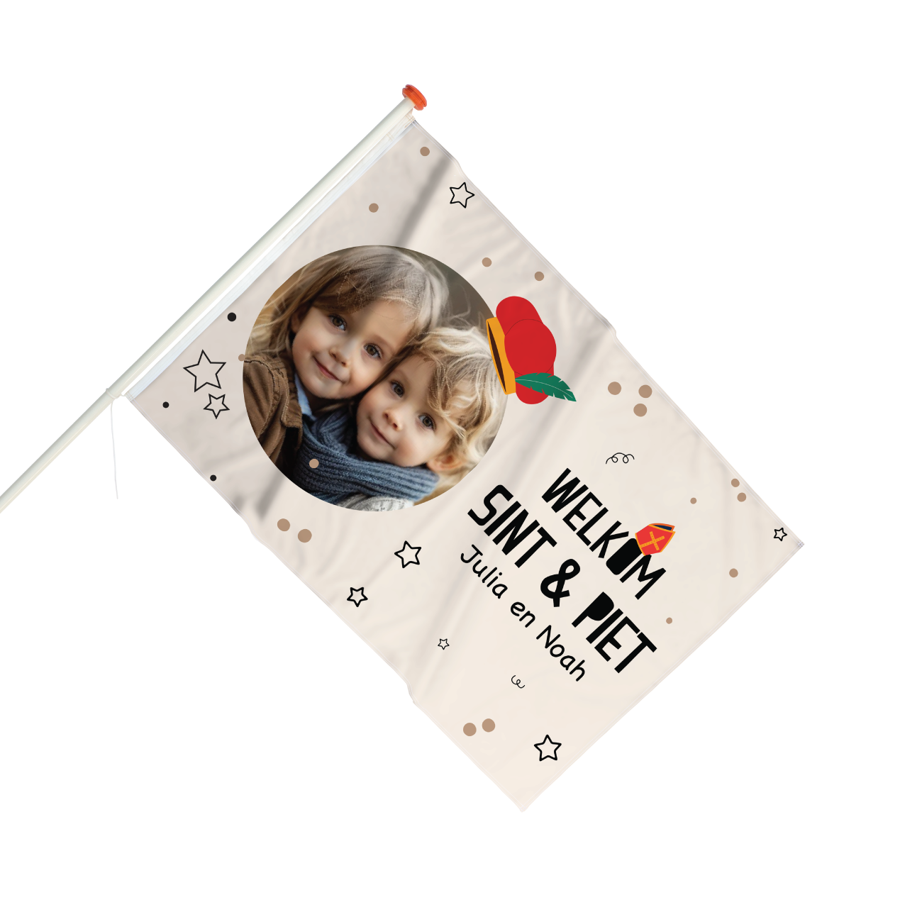 Sinterklaas vlag met foto en naam